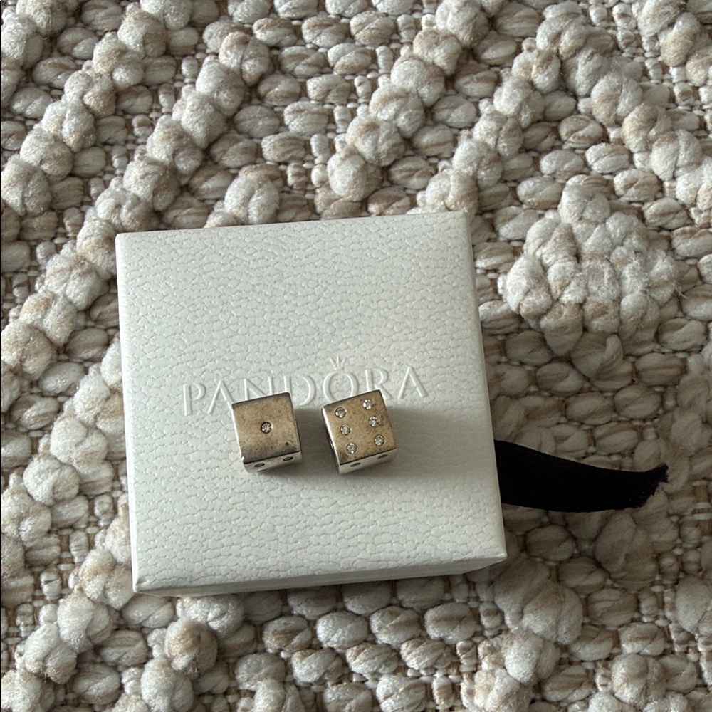 Pandora Silver Dice Charms with Sparkling Accents